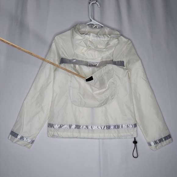 Y2K Vtg Mudd Nylon Jacket Small Hooded Reflective Kangaroo Pocket Mesh Zip 00s - Picture 2 of 11